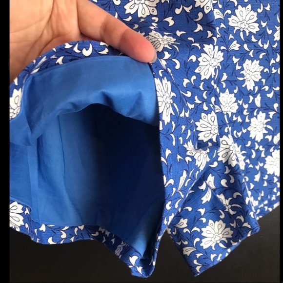 New J. CREW Trouser Shorts in Night Sky Blue Block Print Floral Blue Black White - Picture 7 of 12